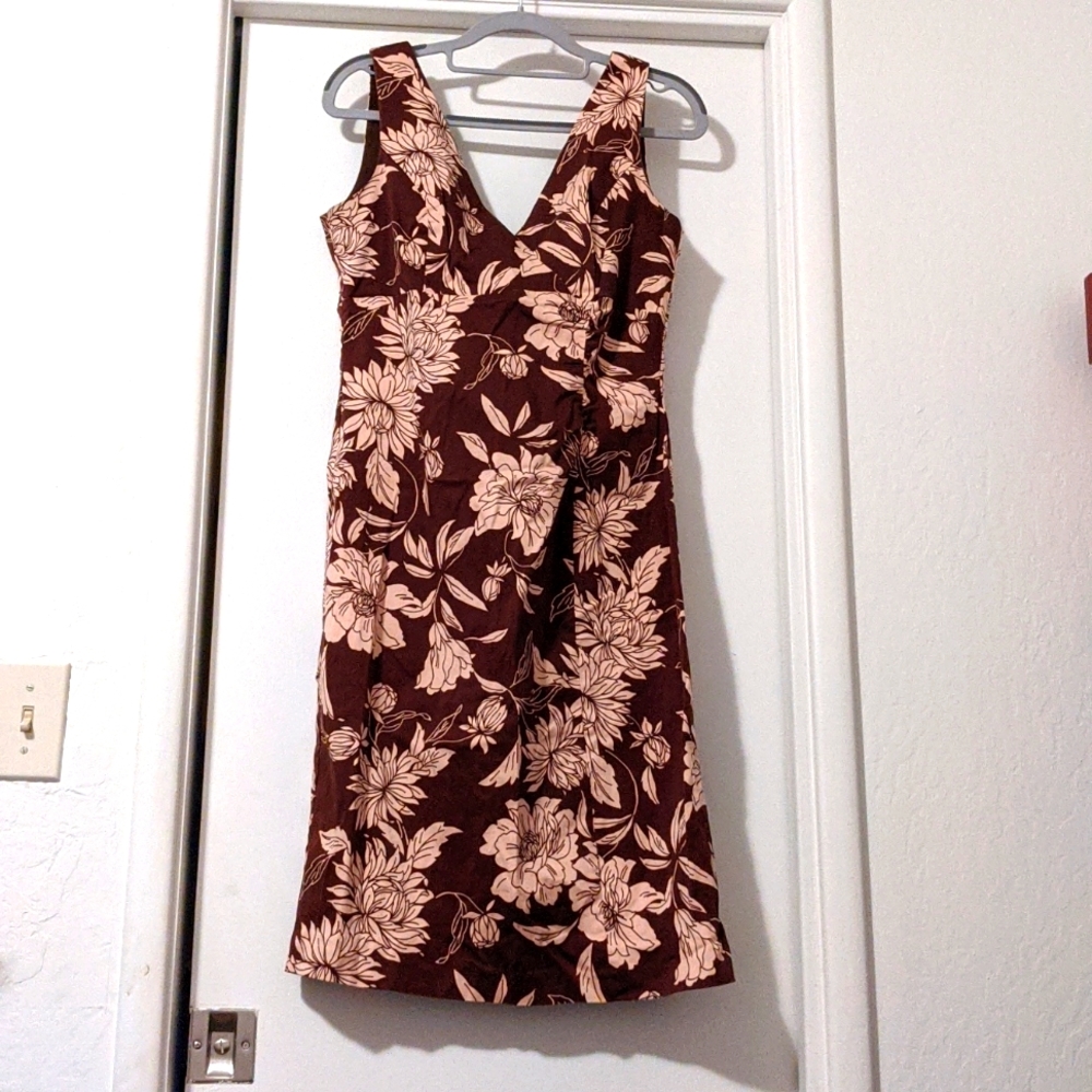 Brown and Cream Pencil Skirt Dress Size 10